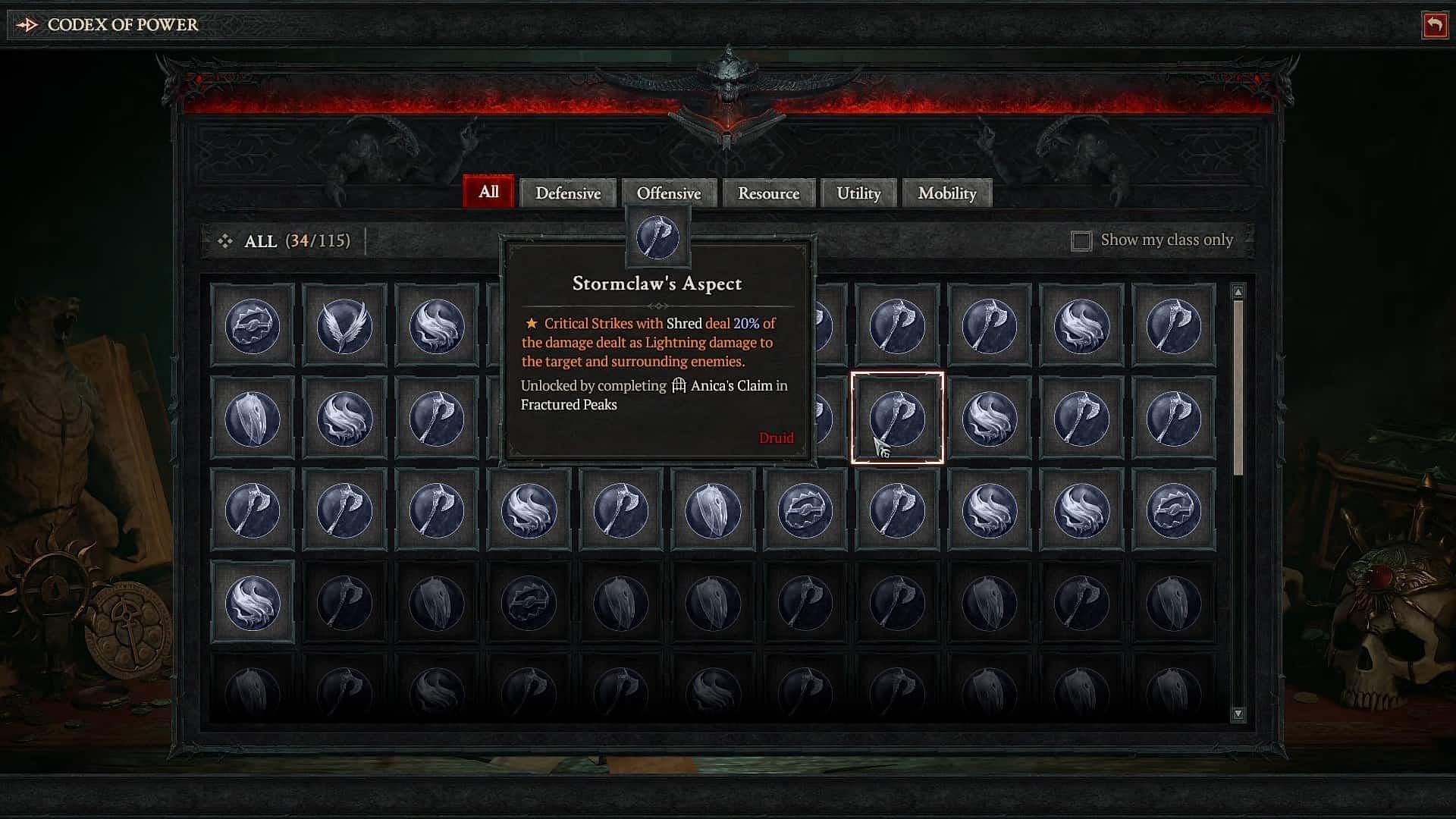 The Stormclaw's Aspect in Diablo 4 (Image via Blizzard Entertainment)
